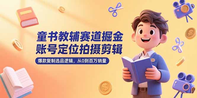 童书教辅赛道掘金，账号定位拍摄剪辑，爆款复制选品逻辑，从0到百万销量-明楼资源站