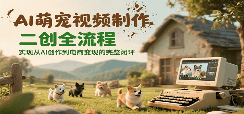 AI萌宠视频制作二创全流程，实现从AI创作到电商变现的完整闭环-明楼资源站