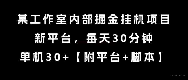 某工作室内部掘金挂G项目，新平台，每天30分钟，单机30+【揭秘】-明楼资源站