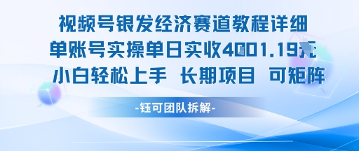 视频号银发经济赛道单账号实操单日实收1k+，小白轻松上手长期项目-明楼资源站