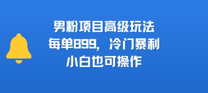 男粉项目高级玩法，每单899，冷门暴利，小白也可操作-明楼资源站