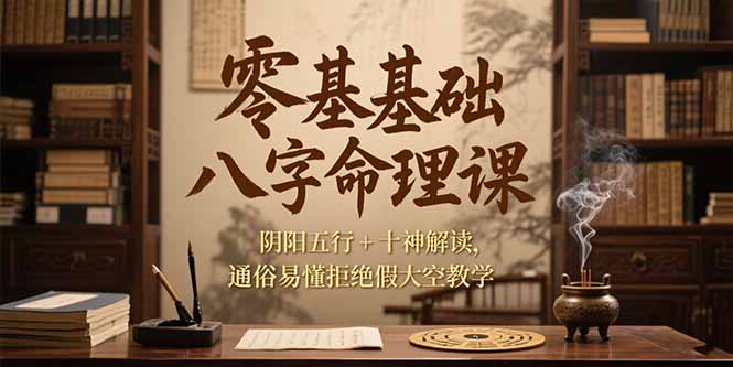 零基础八字命理课，阴阳五行+十神解读，通俗易懂拒绝假大空教学-明楼资源站