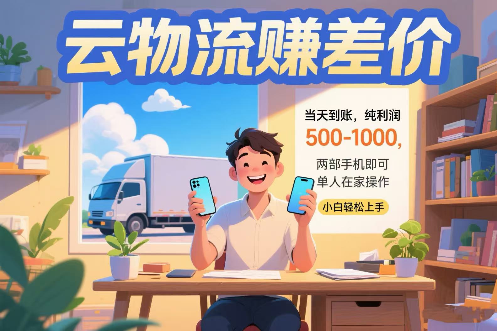 云物流赚差价 当天到账纯利润500-1000 两部手机即可 可单人在家操作 小…-明楼资源站