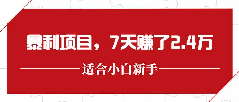 最新暴利项目，每单收益轻松在300以上，7天赚了2.4万-明楼资源站