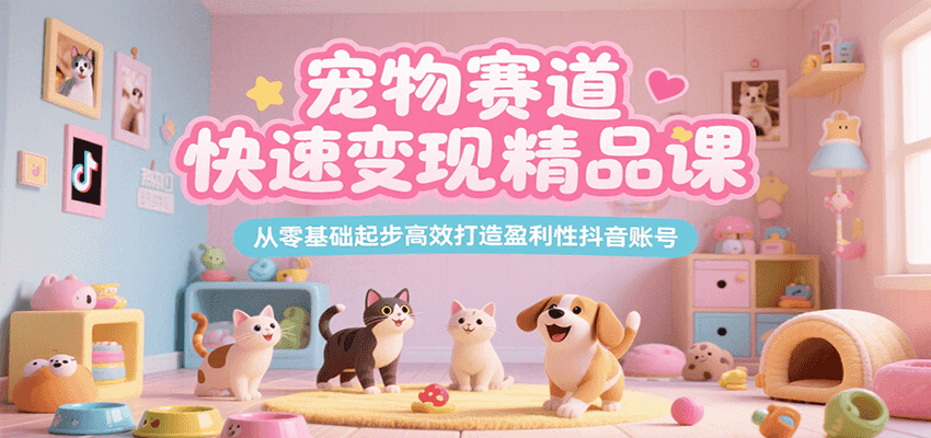 宠物赛道快速变现精品课，从零基础起步高效打造盈利性抖音账号-明楼资源站