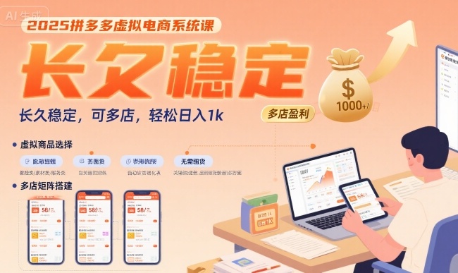 2025拼多多虚拟电商系统课，长久稳定，可多店，轻松日入1k-明楼资源站