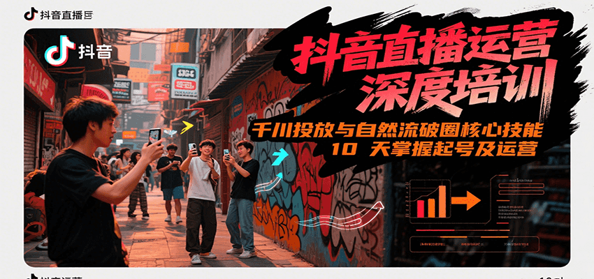 抖音直播运营深度培训，千川投放与自然流核心技能，10天掌握起号及运营(6-7月新课)-明楼资源站