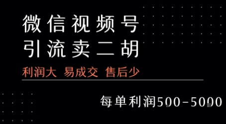 视频号卖二胡教程，利润大 易成交 售后少，一单利润5张+-明楼资源站