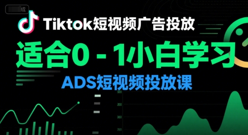 Tiktok短视频广告投放，适合0-1小白学习ADS短视频投放课-明楼资源站