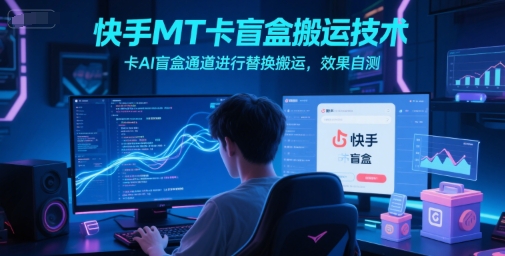 快手MT卡盲盒搬运技术，卡AI盲盒通道进行替换搬运，效果自测-明楼资源站