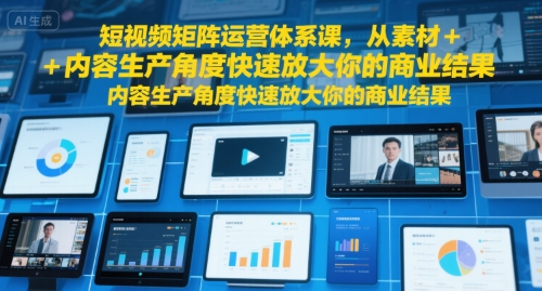 短视频矩阵运营体系课，从素材+内容生产角度快速放大你的商业结果-明楼资源站