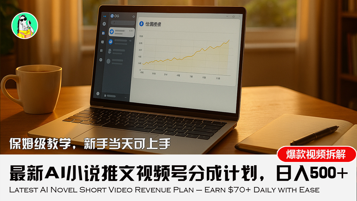最新AI小说推文视频号分成计划，新手小白也能当天日入500+教程-明楼资源站