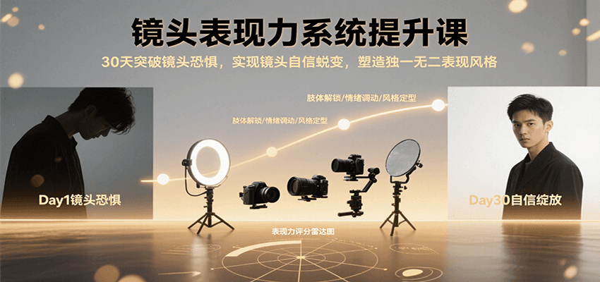 镜头表现力系统提升课，30天突破镜头恐惧实现自信蜕变，塑造独一无二表现风格-明楼资源站