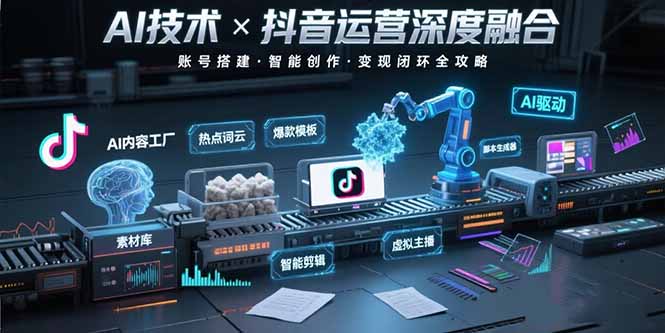 AI技术与抖音运营的深度融合应用：涵盖账号搭建、内容创作、收益变现等-明楼资源站