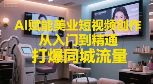 AI赋能美业短视频创作，从入门到精通，打爆同城流量，超级AI工具短视频实操落地-明楼资源站