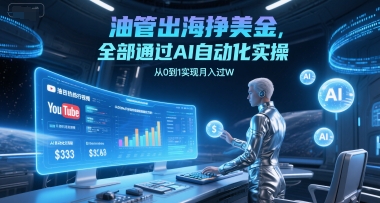 油管出海挣美金，全部通过AI自动化实操，从0到1实现月入过W-明楼资源站