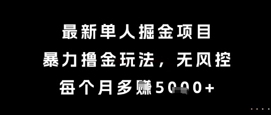 最新单人掘金项目，暴力撸金玩法，无风控，每个月多挣5k+【揭秘】-明楼资源站