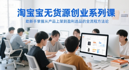 淘宝无货源创业系列课，助新手掌握从产品上架到盈利选品的全流程方法论-明楼资源站