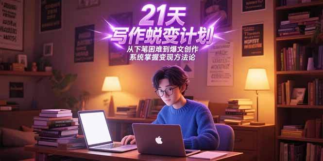21天写作蜕变计划，从下笔困难到爆文创作，系统掌握变现方法论-明楼资源站