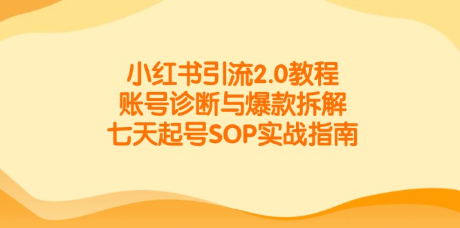 小红书引流2.0教程，账号诊断与爆款拆解，七天起号SOP实战指南-明楼资源站