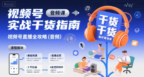 视频号实战干货指南，视频号直播全攻略(音频)-明楼资源站